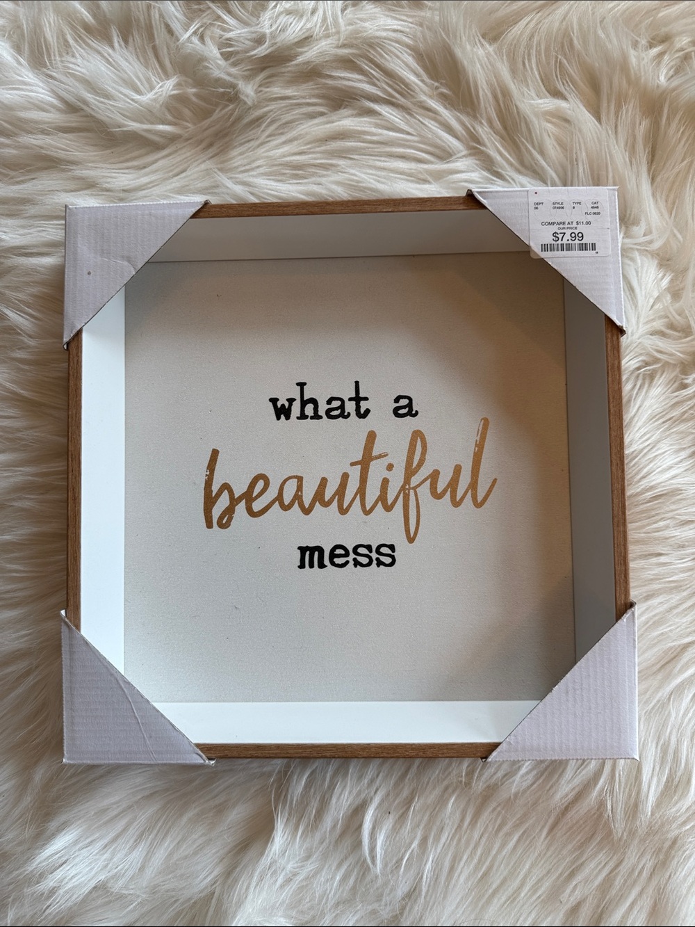 What a Beautiful Mess Wood Framed Wall Art - White and Gold